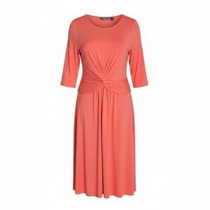 Lands' End Twist Knot 3/4 Sleeve Pima Cotton Pullover Midi Dress Coral Size 2X